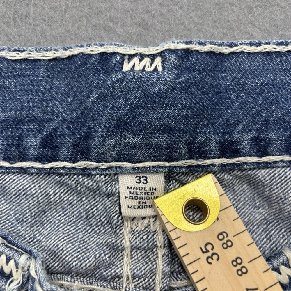 True Religion Jeans Mens 33 Super T Natural Flap Thick Stitch Made In Mexico